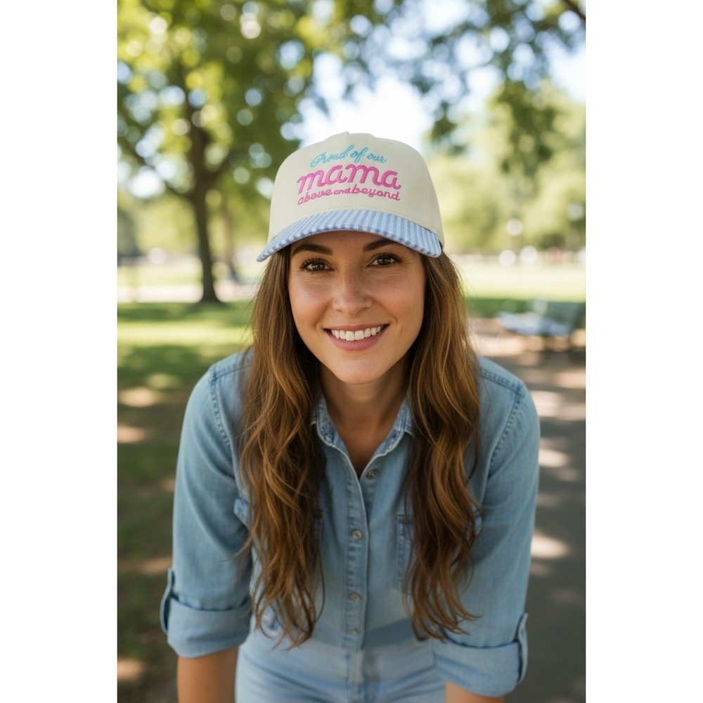 Gingham‎ "Proud of our Mama above and beyond" adjustable Snapbackcap